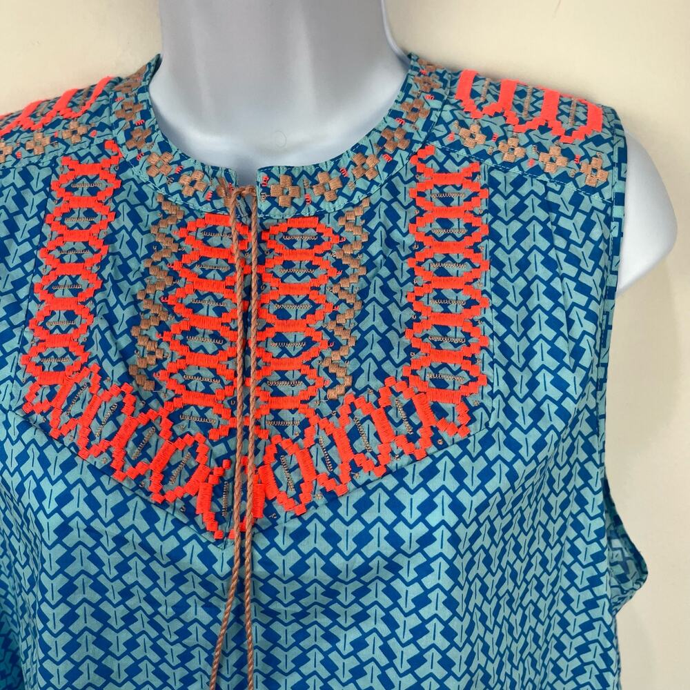 J. Crew Sleeveless Top Size 14 Women's 100% Cotton Embroidered